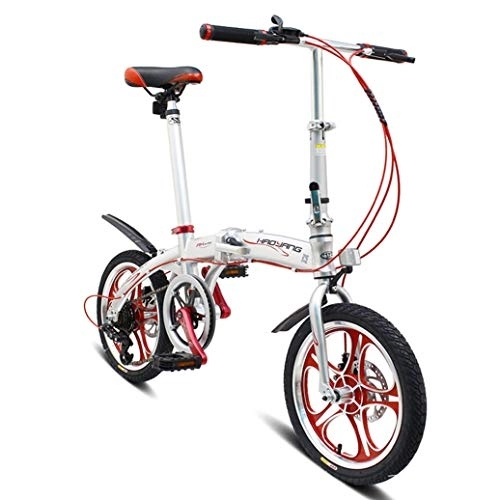 Vélos pliant : RPOLY Vélo Pliant, 6 Vitesses Pliable vélos Aluminium Pliant Unisexe Bikes Vélo de Ville Pliant, Silver_16 inch