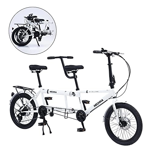 Vélos pliant : SASOKI Vélo tandem pliable pour 3 personnes, matériau en acier à haute teneur en carbone, résistant à la rouille et durable, idéal pour les voyages en famille et l'équitation en couple
