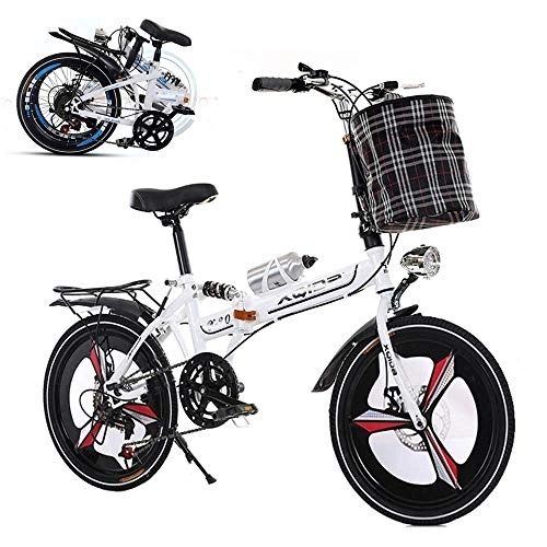 Vélos pliant : SLRMKK Vélo Pliant pour Adulte, vélo à 6 Vitesses de 26 Pouces, Frein à Double Disque Avant et arrière intégré Voiture de Banlieue à Absorption des Chocs de Roue (Envoyer Une Bouteille)