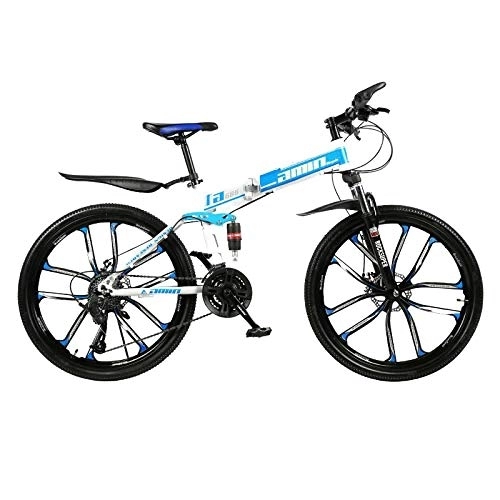 Vélos pliant : STaemin Vélo Pliant Acier Haute，Mini vélo Pliant léger de 24 Pouces 30 Vitesses vélo de Montagne Tout-Terrain, Petit vélo Portable vélo de Montagne étudiant Adulte-Bleu