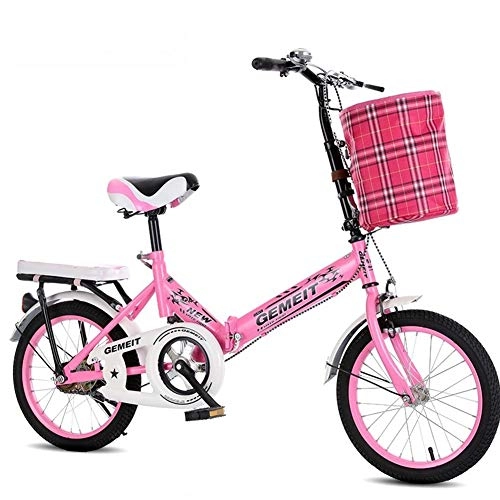 Vélos pliant : SZKP Vélo De Banlieue 7 Vitesses Pliable ， 20 Pouces Vélo Pliant Confortable ， Vélo Facile À Transporter Léger ， Cadre en Acier À Haute Teneur en Carbone (Color : Pink)