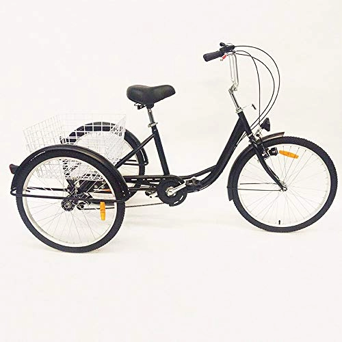 Vélos pliant : Tricycle Adulte 24" 3 Roues 6Vitesse Velo Tricycle Adulte Bicycle Trike w / Basket