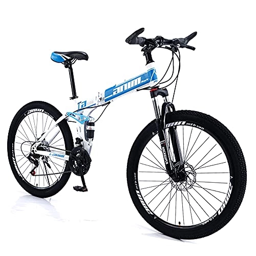 Vélos pliant : TTYUNDING Vélos De Montagne Vélos Bleus, pour Hommes Ou Femmes, Sport Léger Ergonomique, avec Antidérapant, Cadre en Acier Au Carbone élevé, Roue Double Résistante à l'usure(Size:30 Speed)