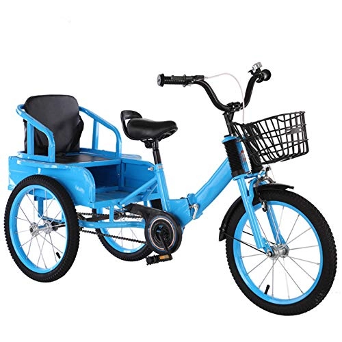 Vélos pliant : TWW Vélo Tricycle À Pédales pour Enfants Grand Double avec Seau Vélo Pliant De 16 Pouces pour Hommes Et Femmes Et Enfants, 1