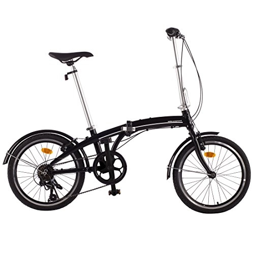 Vélos pliant : Ultrasport Vélo pliable en aluminium 20 pouces unisexe, dérailleur Shimano Revoshift à 7 plateaux, vélo d'extérieur, vélo pliable sans outils et simple à transporter, noir