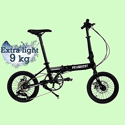 Vélos pliant : Veloquest Vélo Pliant Ultra léger (9 kg) Roues 16 (Noir Mystique)