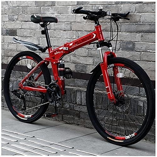Vélos pliant : Vélo de montagne pliable tout-terrain VTT avec vitesse variable pour adultes VTT 26" pliable avec 21 vélos (rayons rouges)