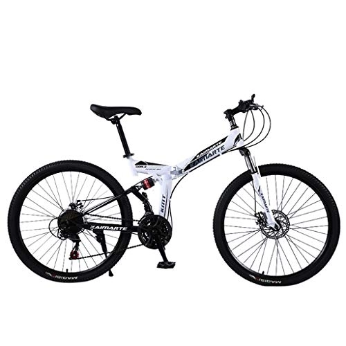 Vélos pliant : Vélo de Montagne Pliables VTT Vélos de Route 24 Pouces Poids léger Mini Vélo Pliant Petit Portable Vélo Étudiant Adulte (White)
