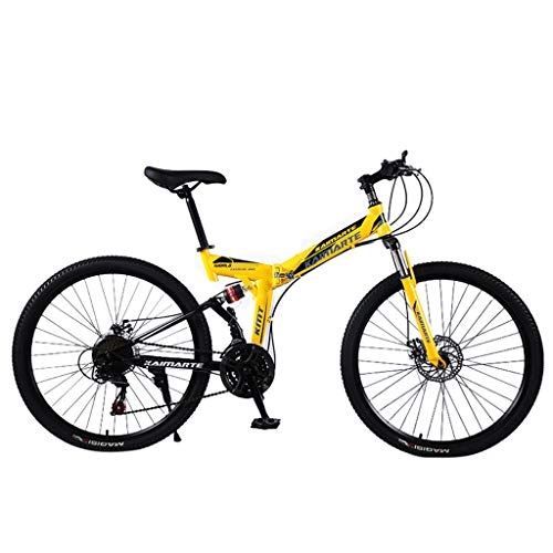 Vélos pliant : Vélo de Montagne Pliables VTT Vélos de Route 24 Pouces Poids léger Mini Vélo Pliant Petit Portable Vélo Étudiant Adulte (Yellow)