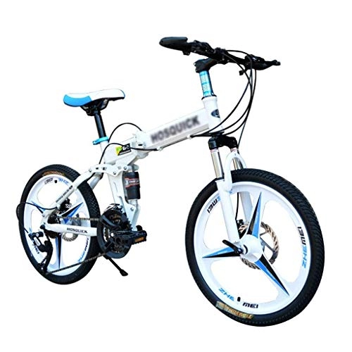 Vélos pliant : Vélo pliable pour enfants VTT pour homme et femme - Vélo de course d'extérieur - Double amortisseur - Freins à disque - Pour adultes et étudiants - 20" - Coloris : blanc - JoinBuy.R