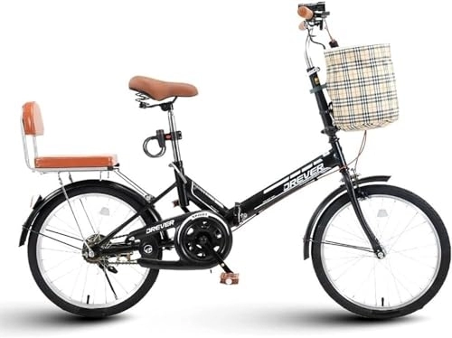 Vélos pliant : Vélo Pliable vélo de Ville Portable for Adulte, vélo en Acier au Carbone vélo Pliant Unisexe, vélo Pliant for Hommes Femmes étudiants et navetteurs urbains (Color : Black, Size : 20 inch Single Spee