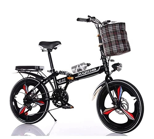 Vélos pliant : Vélo pliant pour adolescent - En aluminium - 20" - Pour homme, garçon, fille et femme - 6 vitesses - Cadre en aluminium - Convient pour une hauteur de 155 à 185 cm - Noir