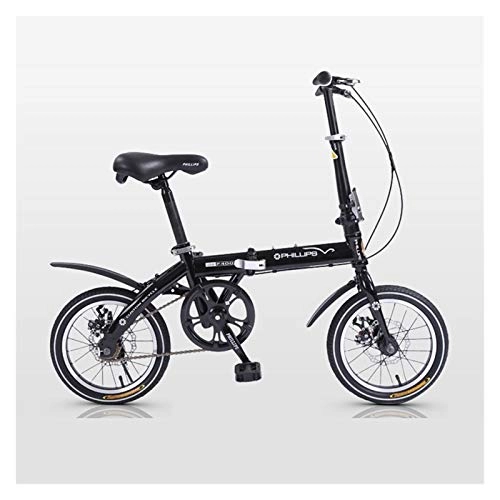Vélos pliant : Vélo Pliant Vélo Pliant Portable Confort vélos, vélos, Trajets Style Adulte vélo de Ville Mini vélos Haut Chargement Bearing14 Pouces Vélo Amortisseur de Vitesse (Color : Black)