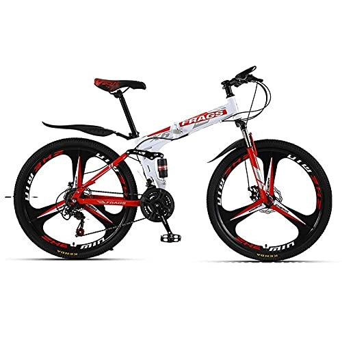 Vélos pliant : Vélo portable, vélo de montagne pliant en acier à haute teneur en carbone, vélo à double frein à disque à 21 vitesses, cyclisme de sport en plein air (taille : 26 po) jianyou (couleur : blanc bleu)