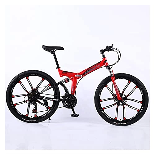 Vélos pliant : Vélos de la route Vélo Racing Vélo pliable Vélo de montagne 26 / 24 pouces Acier 21 / 24 Vélos Vélos Bicyclettes Dual-Disc Brakes ( Color : Red 10 wheel spoke , Number of speeds : 24 Inches 21Speed )