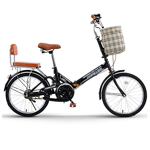 Vélos pliant : Vélos Pliable Portable Ultra-léger pour Femmes Adultes 16 Pouces 20 Pouces Étudiant De Route Pliable (Color : Black, Size : 16 inches)