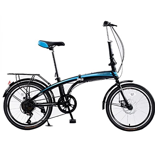 Vélos pliant : Vélos Pliable À Vitesse Variable Portable Ultra-léger Adulte 20 Pouces À Vitesse Variable Étudiant 7 Vitesses (Color : Black+Blue, Size : 20inches)