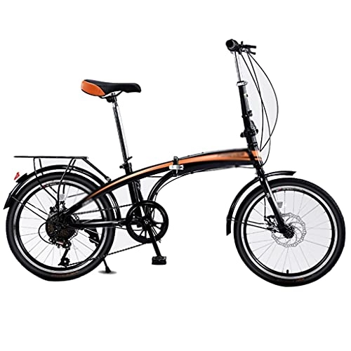 Vélos pliant : Vélos Pliable À Vitesse Variable Portable Ultra-léger Adulte 20 Pouces À Vitesse Variable Étudiant 7 Vitesses (Color : Black+Orange, Size : 20inches)