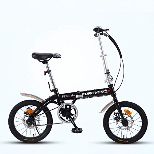 Vélos pliant : Vélos pliants léger, portable monovitesse vélo for adultes unisexe, Ville de banlieue vélo avec guidon réglable et le siège AQUILA1125 (Color : Black)