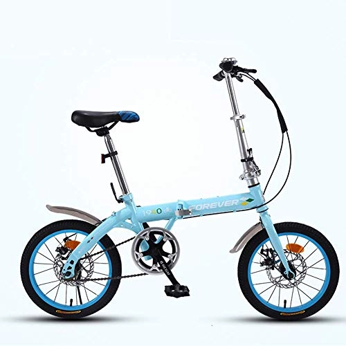 Vélos pliant : Vélos pliants léger, portable monovitesse vélo for adultes unisexe, Ville de banlieue vélo avec guidon réglable et le siège AQUILA1125 (Color : Blue)