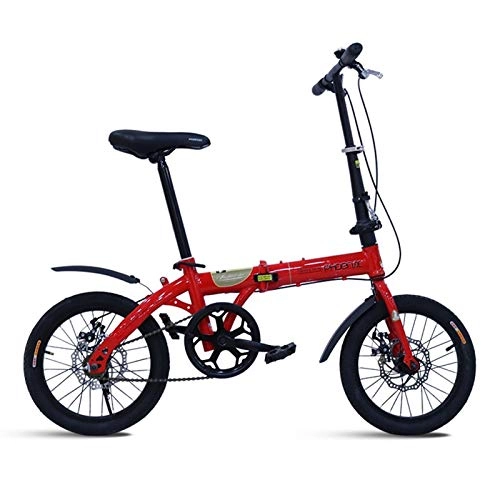 Vélos pliant : Vélos pliants, Vélos Pliants, Bicyclette Compact Commuter Urban, 7 Vitesse Pliable Bike Poids Léger for Hommes Femmes, 20in Suspension Vélo Pliante (Color : Red, Size : 16in)