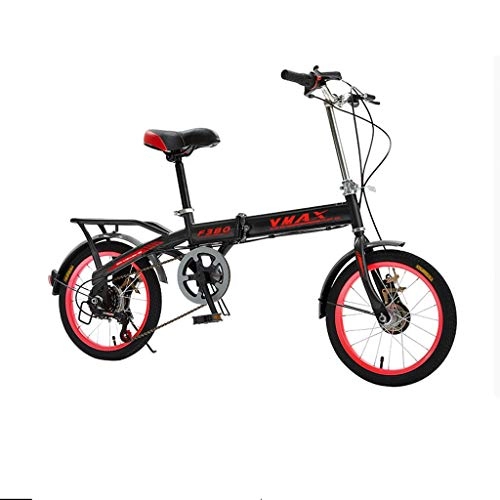 Vélos pliant : Weiyue vélo Pliable- Vélo Pliable à 6 Vitesses for vélo d'amortisseur Adulte Faisant la Navette vélo léger vélo Ville vélo étudiant étudiant vélo (Color : Black Red)