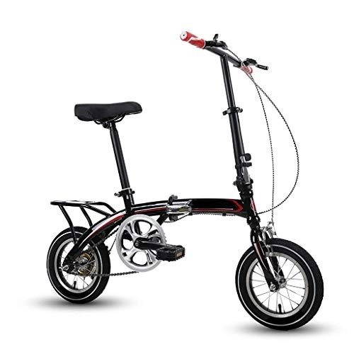 Vélos pliant : XBSXP Vélo Pliant de 12 Pouces / 14 Pouces, vélo Ultra-léger pour Enfants, vélo de Montagne à Absorption des Chocs, vélos à Une Vitesse, Alliage d'aluminium Facile à Plier (Couleur: Noir
