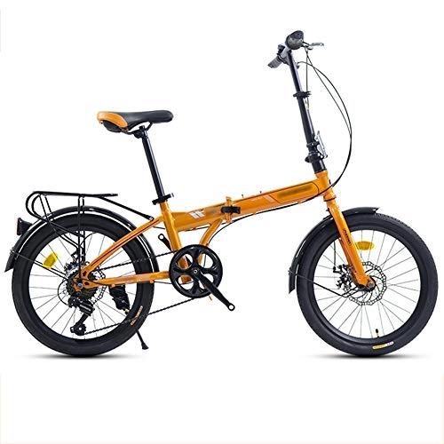 Vélos pliant : YSHCA20 Pouces Vélo Pliant, 7 Vitesses Cadre en Acier au Carbone Pliable vélos par Siège Réglables et Porte Bagages Adulte Unisexe, Orange