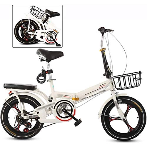 Vélos pliant : YUN&BO Vélo Pliant, Mâle Et Femelle Enfants De Vélos Mini Pliant Portable Vélo, 7 Vitesse Pliante Vitesse Vélo, Blanc, 16 inches