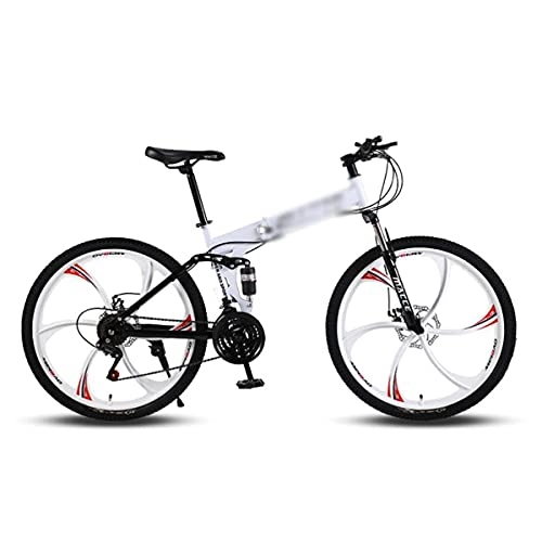 Vélos pliant : YUNLILI Polyvalent Pliant MTB Vélo 26 Pouces Roues VTT Vélo de Montagne Cadre en Acier au Carbone avec Frein à Double Disque (Color : White, Size : 24 Speed)