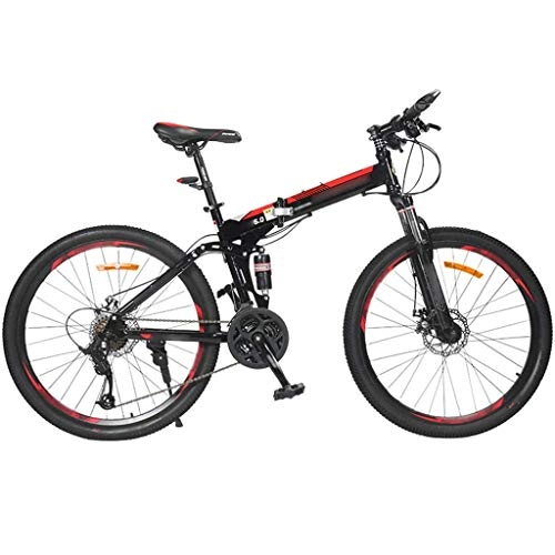 Vélos pliant : YXFYXF Vélo de Montagne Portable à Double Suspension for Voyages extérieurs, vélo Pliable, Changement de lumière MTB, Roues de 26 Pouces, 24 -. (Color : 24-Speed Red, Size : 26 inches)