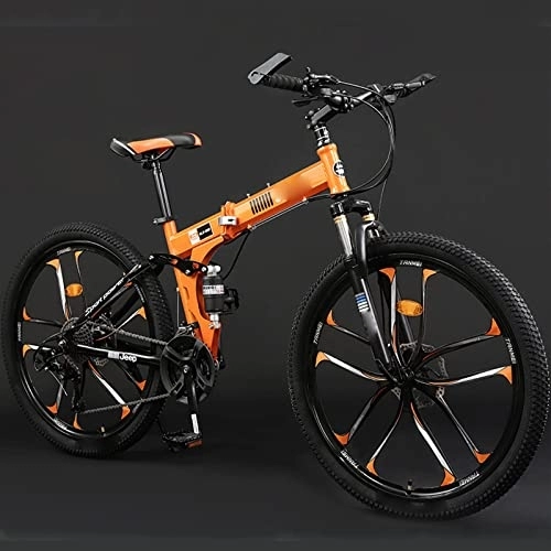 Vélos pliant : YXGLL Vélo de Montagne 24 / 26 Pouces Adulte Pliant Tout-Terrain 24 / 27 Vitesse Variable mâle et Femelle étudiant vélo (Orange 24)