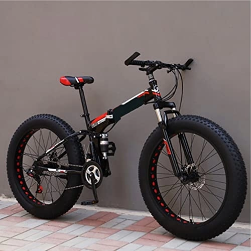 Vélos pliant : YXGLL Vélo de Neige Adulte Pliant de 26 Pouces Pneus Ultra-Larges 4.0 Vélo de Route de Plage Tout-Terrain de Montagne à Vitesse Variable (Red 21)