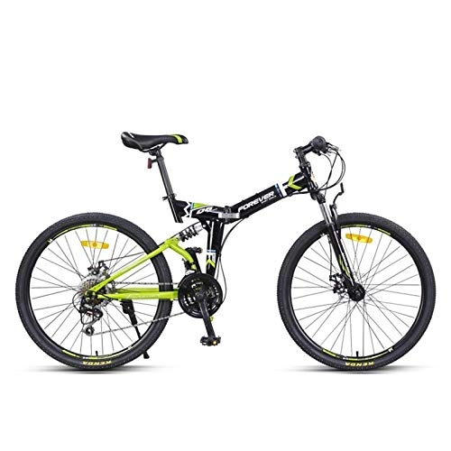 Vélos pliant : ZDY Folding Vélo Pliable, 24po Pliant VTT, 24x Vélos Pleine Suspension VTT Cadre Pliable for Hommes Et Femmes Convient Aux 170-185cm (Color : Black Green)
