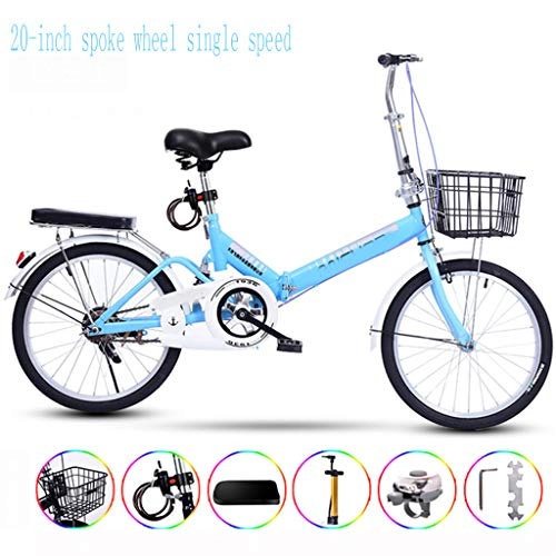 Vélos pliant : Zhangxiaowei Ultraléger Portable Vélo Pliant pour Les Adultes Autoventilation 20 Pouces Une Roue à Vitesse Unique, Bleu