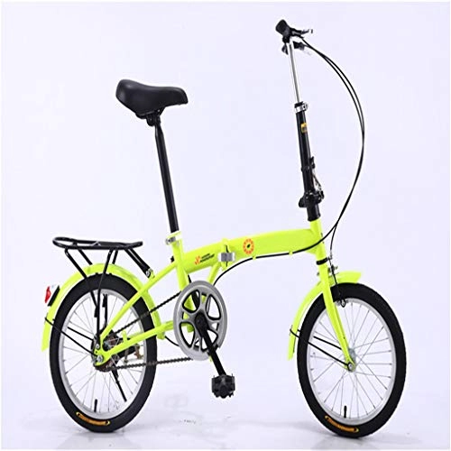 Vélos pliant : Zhangxiaowei Ultraléger Portable Vélo Pliant pour Les Enfants Et Les Femmes Hommes Lightweight Cadre en Aluminium Fold Bike16 Pouces, Jaune