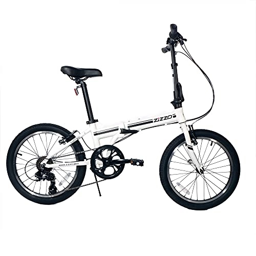 Vélos pliant : ZiZZO Campo Vélo pliant avec Shimano 7 vitesses, potence réglable, cadre en aluminium léger Blanc 20