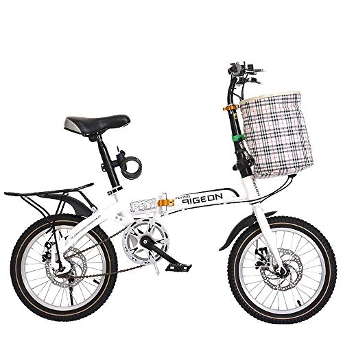 Vélos pliant : ZRZJBX 16"VLo Pliant Bikes VLo De Ville Pliant Street Adulte Unisexe, Selle Comfort, White