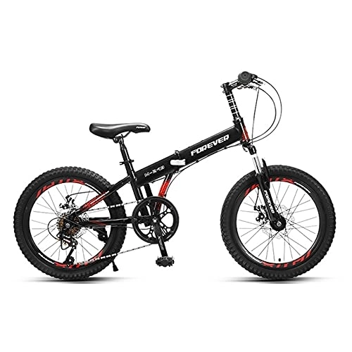 Vélos pliant : ZXQZ Vélo Pliable de 20 Pouces, Vélo de Montagne À Vitesse Variable, Cadre en Acier À Haute Teneur en Carbone, pour Les Enfants de 7 À 12 Ans (Color : Black)