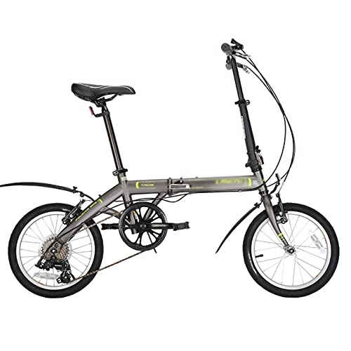 Vélos pliant : ZXQZ Vélo Pliant, Vélo D'étudiant Ultra-léger Portable de 16 Pouces avec Panier, Cadre en Acier À Haute Teneur en Carbone, 6 Vitesses (Color : Grey)