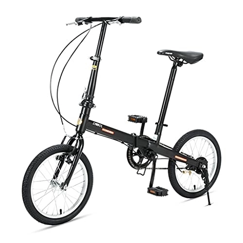 Vélos pliant : ZXQZ Vélos Pliables de 16 Pouces, Vélos Légers pour Étudiants, pour Les Parcs, Les Sorties, Les Promenades Et Le Travail (Color : Black)
