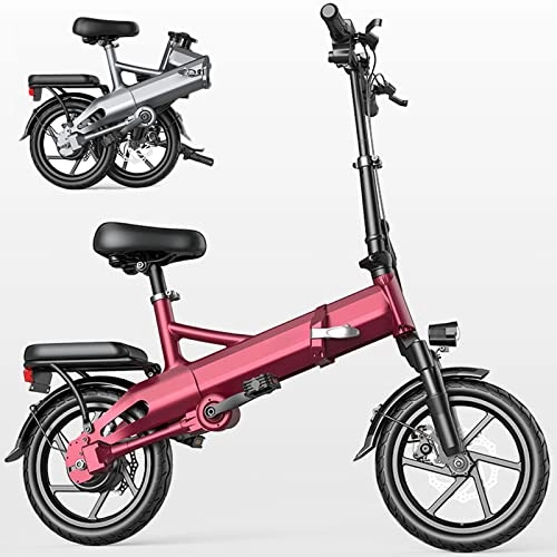 Vélos électriques : 0℃ Outdoor Vélo électrique Vélo électrique avec Moteur 400W, Vélo Électrique Pliable 14" E-Bike Adulte Vélo de Ville, Batterie 48V, Ultra-léger Vélo électrique Pliant pour Adultes, Rouge, 75~150km