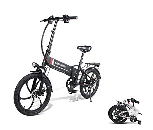 Vélos électriques : 20 Pouces Pliable E-Bike 350W brushless, Batterie au Lithium-ION, vélo électrique, 7 Vitesses Maj Cadre en Aluminium E-City Bike pour Voyage Casual extérieure, Noir
