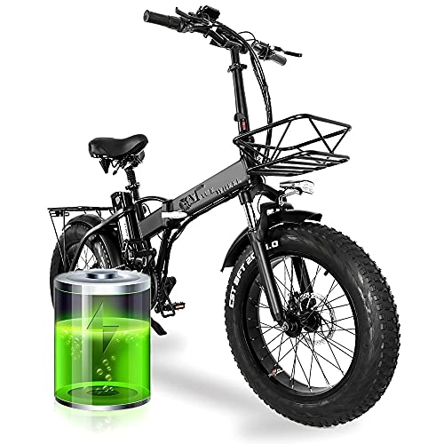Vélos électriques : 20'' Vélo Électrique Pliant, 15AH 48V Batterie au Lithium-ION Mountain Ebike, avec 4.0 Fat Ebike, Autonomie électrique: 60-80 km, Poland-Warehouse(7-15 Days)