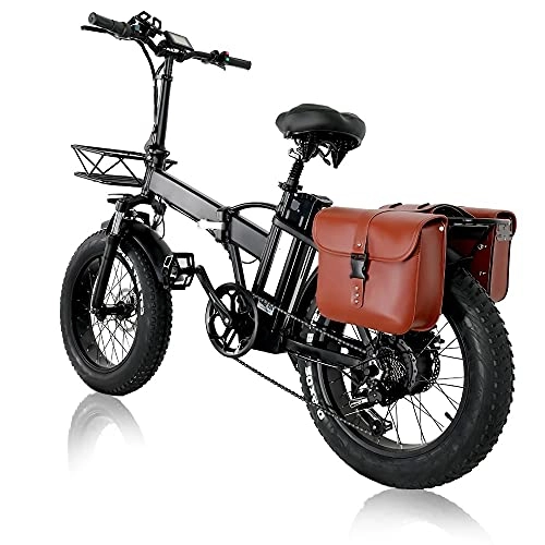 Vélos électriques : 20'' Vélo Électrique Pliant, 15AH 48V Batterie au Lithium-ION Mountain Ebike, avec 4.0 Fat Ebike, Autonomie électrique: 60-80 km, Poland-Warehouse (avec Sacoche)
