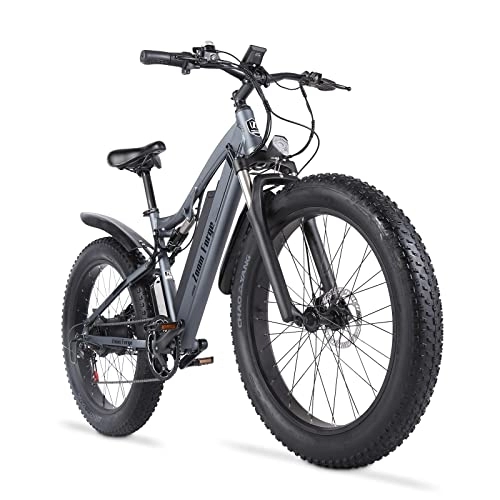 Vélos électriques : 26''Ebike - Vélo électrique - SHIMANO-7-Vitesses - Batterie Amovible 48V / 17Ah - Couleur Gris