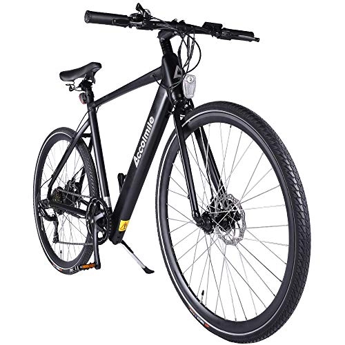 Vélos électriques : Accolmile Vélo Électrique 700C 28”pour Adultes, BAFANG Moteur Roue Arrière 36V 250W, Batterie Lithium-ION 10, 5Ah, Shimano 7 Vitesses, léger et Simple