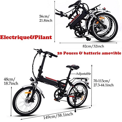 Vélos électriques : Aceshin Vélo Electrique Pliant Léger 250W 36V, VTT Electrique Femme Vélo de Ville Petit 20 Pouce
