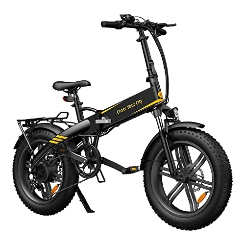 Vélos électriques : ADO A20F XE Vélo électrique 250 W 36 V 10, 4 Ah Batterie amovible Shimano 7 vitesses avec porte-bagages arrière Version améliorée ADO E Bike 50, 8 x 10, 2 cm Poids 30 kg Noir