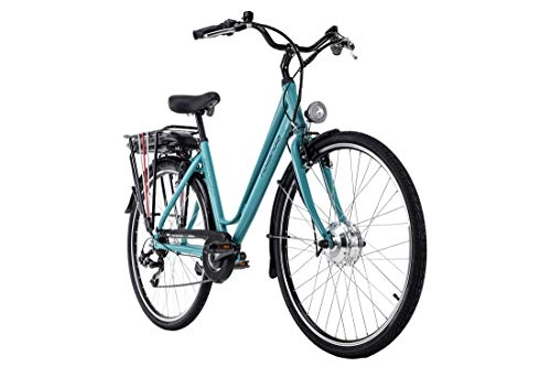 Vélos électriques : Adore VTC électrique Alu 28" Optima Comfort Turquoise 250W Li-ION 36V / 13 Ah / 468 Wh 7 Vitesses